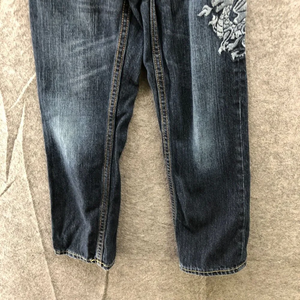 Gap Boys 5T Dragon Embroidered Jeans Dark‎ Wash Blue Straight Leg